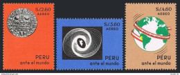 Peru C206-C208, MNH. Michel 678-680. Sun Symbol, Ancient Carving, Map, 1967. - Perú
