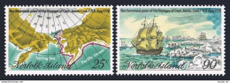 Norfolk 235-236, MNH. Mi 218-219. Northernmost Point Of Cook's Voyages. 1978.Map - Isola Norfolk