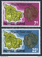 Norfolk 172-173, MNH. Michel 151-152. Visit Of QE II, Duke Edinburgh, Map. - Ile Norfolk