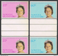 Norfolk 271-272 Gutter, MNH. Mi 255-256. Queen Mother Elizabeth, 80thy Birthday. - Ile Norfolk