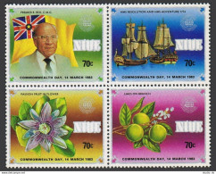 Niue 368-371a, MNH. Michel 486-489. Commonwealth Day 1983. Flag, President Rax, - Niue