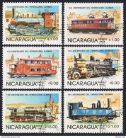 Nicaragua 1412-1417,CTO.Michel 2579-2584. German Railroads-150,1985.Locomotives. - Nicaragua