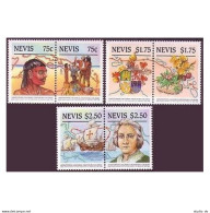 Nevis 465-467 Ab,MNH.Mi 365-370. Discovery Of America-500. Native, Fruit, Fleet. - St.Kitts Y Nevis ( 1983-...)