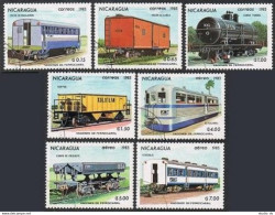 Nicaragua 1241-1247, CTO. Michel 2387-2393. Railroad Cars, 1983. - Nicaragua
