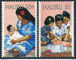 Nauru 362-363,MNH.Mi 365-366. Christmas 1989.Mother And Child,Christmas Gift. - Nauru