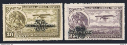 Mexico C49-C50,MNH.Mi 653,661. Air Post 1932.Coat Of Arms,Airplane,New Value. - Messico