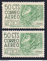 Mexico C220E-En,MNH.Mi 1028 C,D. Air Post 1953.Chiapas,Mayan Bas-relief Profile. - Mexique
