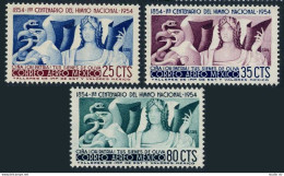 Mexico C224-C226,MNH.Michel 1042-1044. National Anthem,100,1954.Allegory.Birds. - Mexico