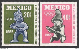 Mexico 965-966, MNH. Mi 1192-1193. Olympics Mexico-1968. Ancient Clay Figures. - Messico