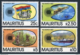 Mauritius 558-561, MNH. Mi 554-557. Commonwealth Day,1983.Satellite View.Harbor. - Mauritius (1968-...)