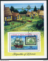 Liberia C207, CTO. Mi Bl.76. American Bicentennial, 1976. Sailing Ship Mayflower - Liberia