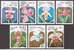 Laos 796-796F,CTO.Michel 1018-1024. Orchids 1987. - Laos