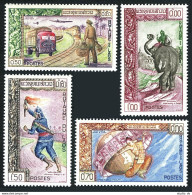 Laos 77-80, MNH. Michel 124-127. Stamp Day.Modern,Ancient Mail Service,Elephant, - Laos