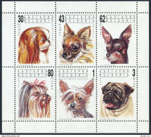 Bulgaria 3635-3640a Sheet,MNH.Mi 3929-3934 Klb. Dogs,1991.Japanese,Chihuahua,Pug - Ungebraucht