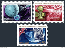 Russia 5296-5298, 5299, MNH. Mi 5438-3441 Bl.176. Television From Space, 1984. - Unused Stamps