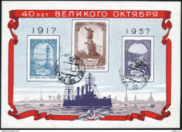 Russia 1943a,2002a Sheets, CTO. Mi Bl.22-23. October Revolution, 40th Ann. 1957. - Usati