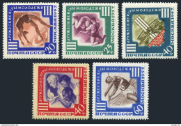 Russia 1963-1967, MNH. Mi 1962-1966. Youth Games 1957: Gymnast, Wrestling, Dove. - Unused Stamps