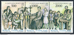 Vatican 806 Ac Strip, MNH. Michel 937-939. St John Bosco, Educator. 1988. - Unused Stamps