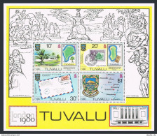Tuvalu 136a Sheet, MNH. Michel Bl.4. LONDON-1980. Map, Banana Tree. - Tuvalu