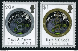 Turks & Caicos 1288-1289, MNH. Millennium, 2000. Globe. - Turks- En Caicoseilanden