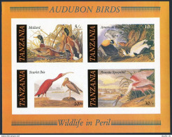 Tanzania 309a Imperf, MNH. Mi Bl.55B. Audubon's Birds 1986. Mallard, Smpoonbill, - Tanzania (1964-...)