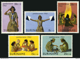 Surinam B80-B84, MNH. Mi 408-412. Caribbean Girl Scout Jamboree, 1961. Campfire, - Surinam