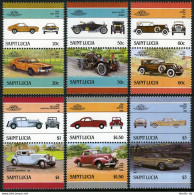 St Lucia 850-855 Ab Pairs,MNH.Michel 860-871. Automobile,set 3.1986. - St.Lucia (1979-...)