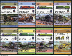 St Lucia 617-624 Ab Pairs, MNH. Michel 612-627. Locomotives, Set 1, 1983. - St.Lucie (1979-...)