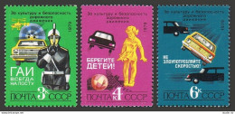 Russia 4796-4798, MNH. Mi 4903-4905. Traffic Safety, 1979. Patrol Car,helicopter - Unused Stamps