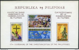 Philippines C92a, MNH. Mi Bl.7. Christianization, 400th Ann. 1965. Map, Ships. - Filipinas