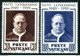 Vatican 254-255, MNH. Michel 313-314. Pope Pius XI. Lateran Pacts, 1959. - Ongebruikt