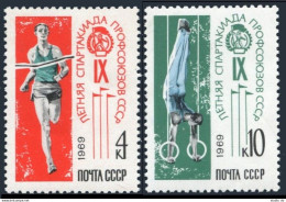 Russia 3629-3630,3631,MNH.Mi 3656-3657,Bl.57. Trade Union Spartakist Games,1969. - Ungebraucht