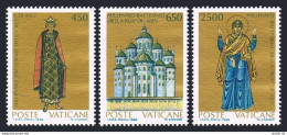 Vatican 813-815 Blocks/4, MNH. Baptism Of The Rus' Of Kiev, Millennium, 1988. - Nuovi