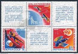 Russia 3456-3458a, MNH. Mi 3480-3482. Cosmonaut's Day 1968. Space Walk, Venus. - Neufs