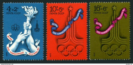 Russia B58-B60, MNH. Mi 4563-4565. Olympics Moscow-1980, Torch, Emblem. 1976. - Unused Stamps