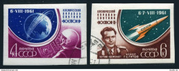 Russia 2509-2510 Imperf,CTO.Michel 2521B-2522B. Vostok 2,Gherman Titov,1961. - Usati