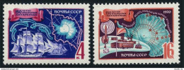 Russia 3699-3700,MNH. Bellingshausen-Lazarev Antarctic Expedition-150,1970.Ships - Unused Stamps