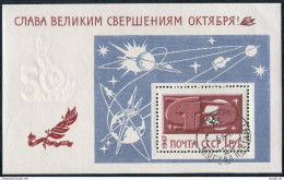 Russia 3397 Sheet,CTO.Mi 3423 Bl.49. October Revolution,50th Ann.1967.Satellite. - Usati