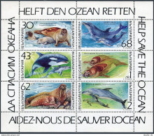 Bulgaria 3665-3670a Sheet,MNH.Michel 3959-3964 Klb. Save Ocean:Marine Mammals. - Ungebraucht