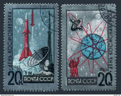 Russia 3022-3023,CTO.Michel 3042-3043. Cosmonauts' Day 04.12.1965,Foil. - Oblitérés