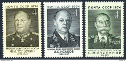 Russia 4203-4205, MNH. Mi 4244/58/71. Marshals 1974. Tolbukhin, Isakov, Budenny. - Unused Stamps