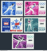 Russia 2843-2847, MNH. Mi 2866A-2870A. Olympics Innsbruck-1964. Skating, Skying, - Unused Stamps