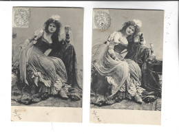 2 CPA (meme Serie)  FEMME ASSISE En 1903! - Femmes