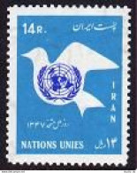 Iran 1487,MNH.Michel 1399. UN Day 1968.Peace Dove And UN Emblem. - Iran