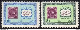 Iran 1445-1446,MNH.Michel 1357-1358. Centenary Of First Persian Stamps,1967.Lion - Iran