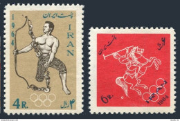 Iran 1303-1304,MNH.Michel 1228-1229. Olympics Tokyo-1964.Polo Player. - Iran