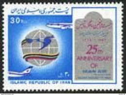 Iran 2257, MNH. Michel 2199. 25th Ann. Of Iran Air, 1987. Globe, Airliners. - Iran