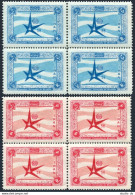 Iran 1105-1106 Blocks/4, MNH. Mi 1024-1025. World's Fair Brussels-1958. Emblem. - Iran