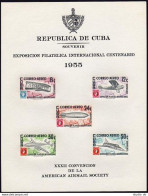 Cuba C126a Sheet,MNH-folded.Michel Bl.15. HAVANA-1955,Airplanes,Zeppelin. - Ungebraucht