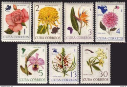 Cuba 973-979,MNH.Michel 1035-1041. Flowers,maps Of Their Locations,1965. - Neufs